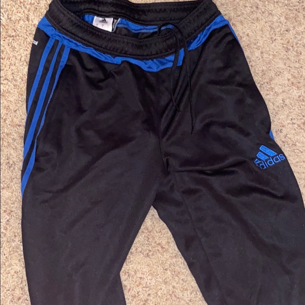 Small adidas blue and black soccer sweats
